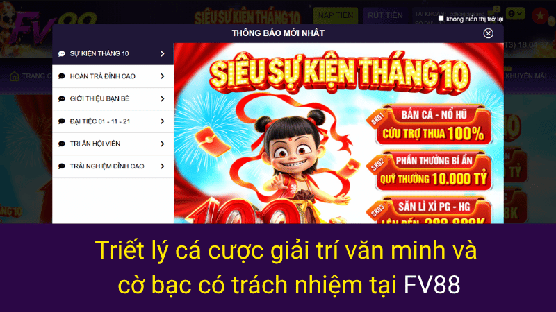 Triết lý cá cược giải trí văn minh và cờ bạc có trách nhiệm tại FV88